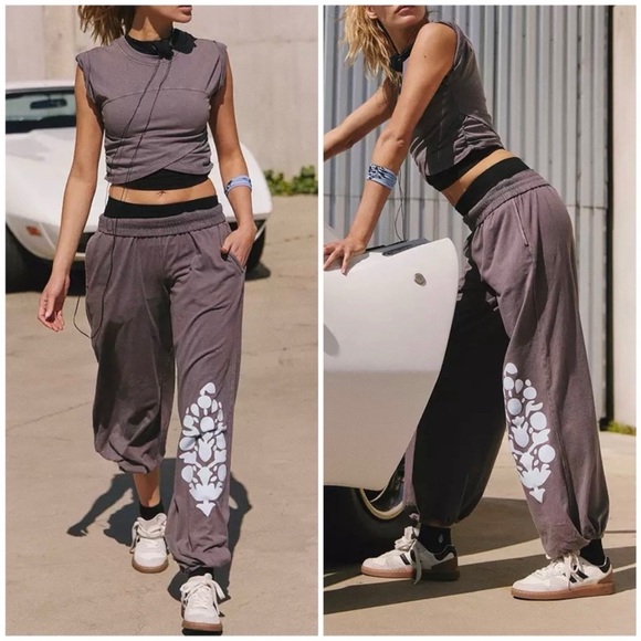 free people movement Pants - (NWT) FP Movement by Free People Gray Track Pants with Hot Shot Crossover Shirt